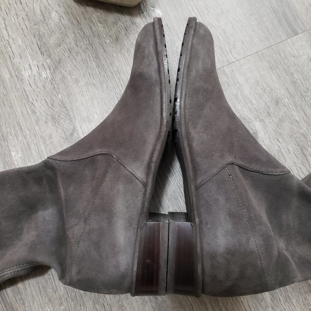 Stuart Weitzman Lowland Leather Over The Knee Boots Sz 8 Grey - Picture 5 of 11